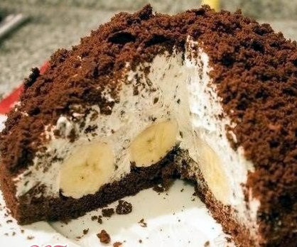 Шоколадно-сирний торт Ніжність – домашній торт з бананом та желатином