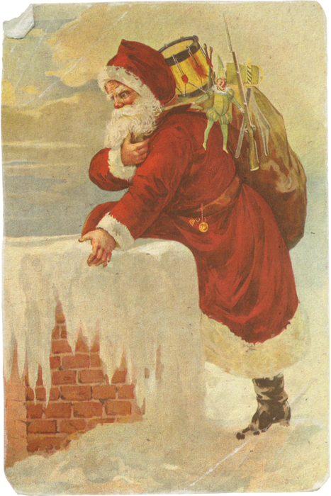 Старовинна вітальна картинка з Різдвом та Новим Роком