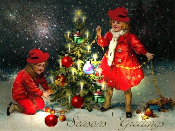 Вітальна старовинна картинка з Різдвом Христовим