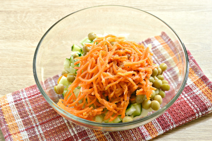 Олів'є з корейською морквою і свіжим огірком - оригінальний і смачний салат