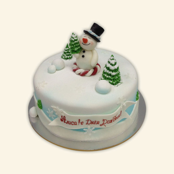 Новорічний торт зі сніговиком - смачний, простий та красивий