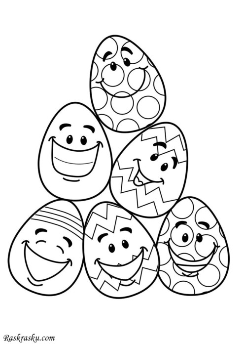 Великодні картинки-розмальовки з яйцями для дітей
